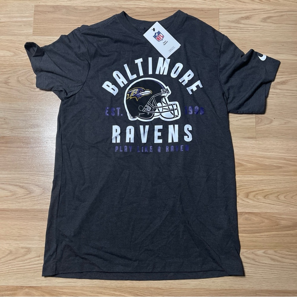 Nike NFL Baltimore Ravens Men Black Logo Short Sleeve T Shirt Size M NWT